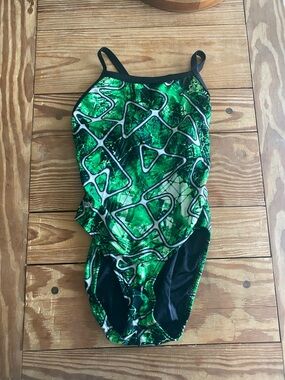 Speedo Green and Black Abstract Swim Brief